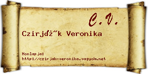 Czirják Veronika névjegykártya